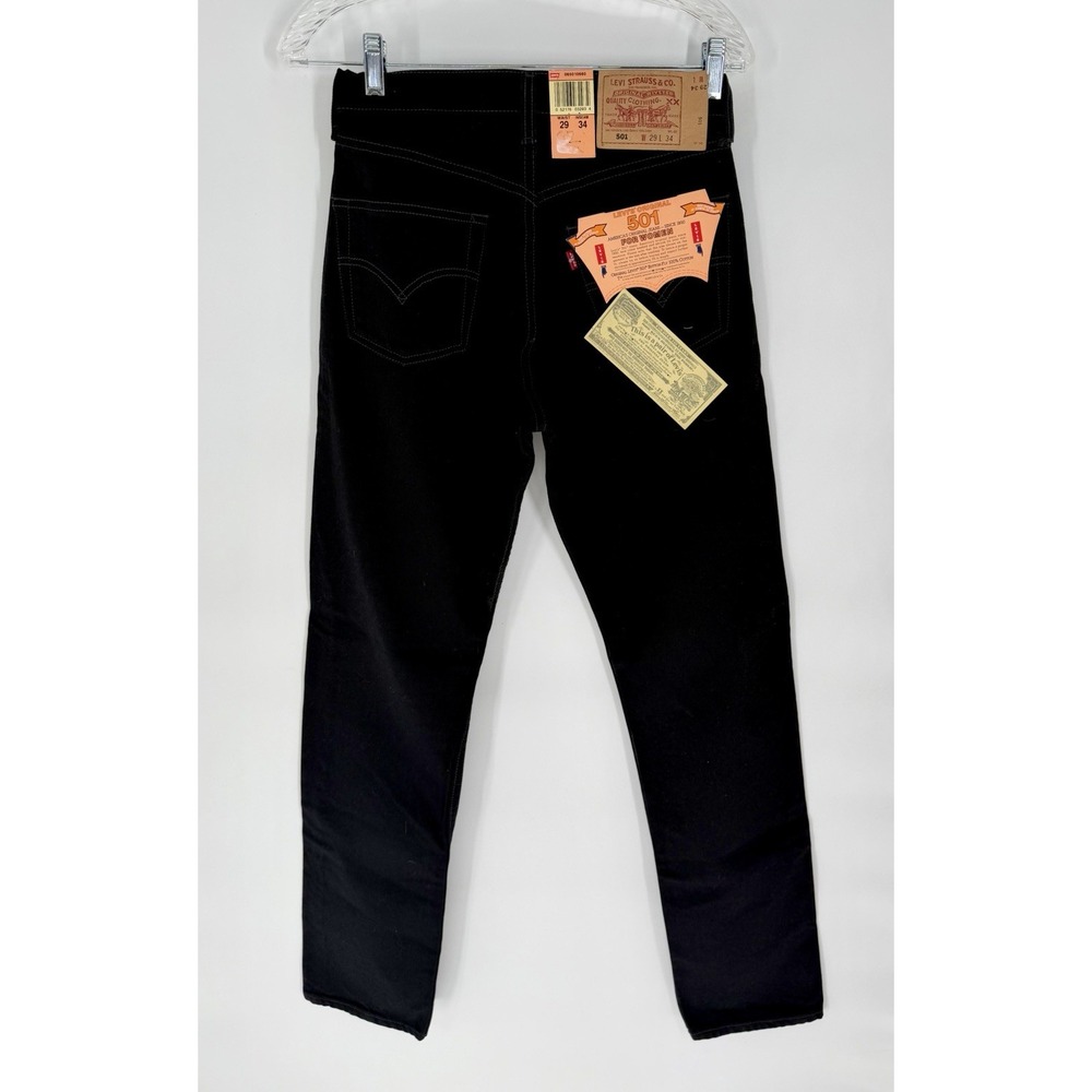 Vintage DEADSTOCK 1993 Levi's 501 Black Denim Jeans NWT 29x34 Black Wash Womens